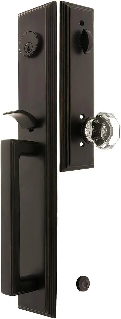 Melrose Style Tubular Handleset in Oil Rubbed Bronze with Old Town Knobs and 2 3/8" Backset. Antique Handles.