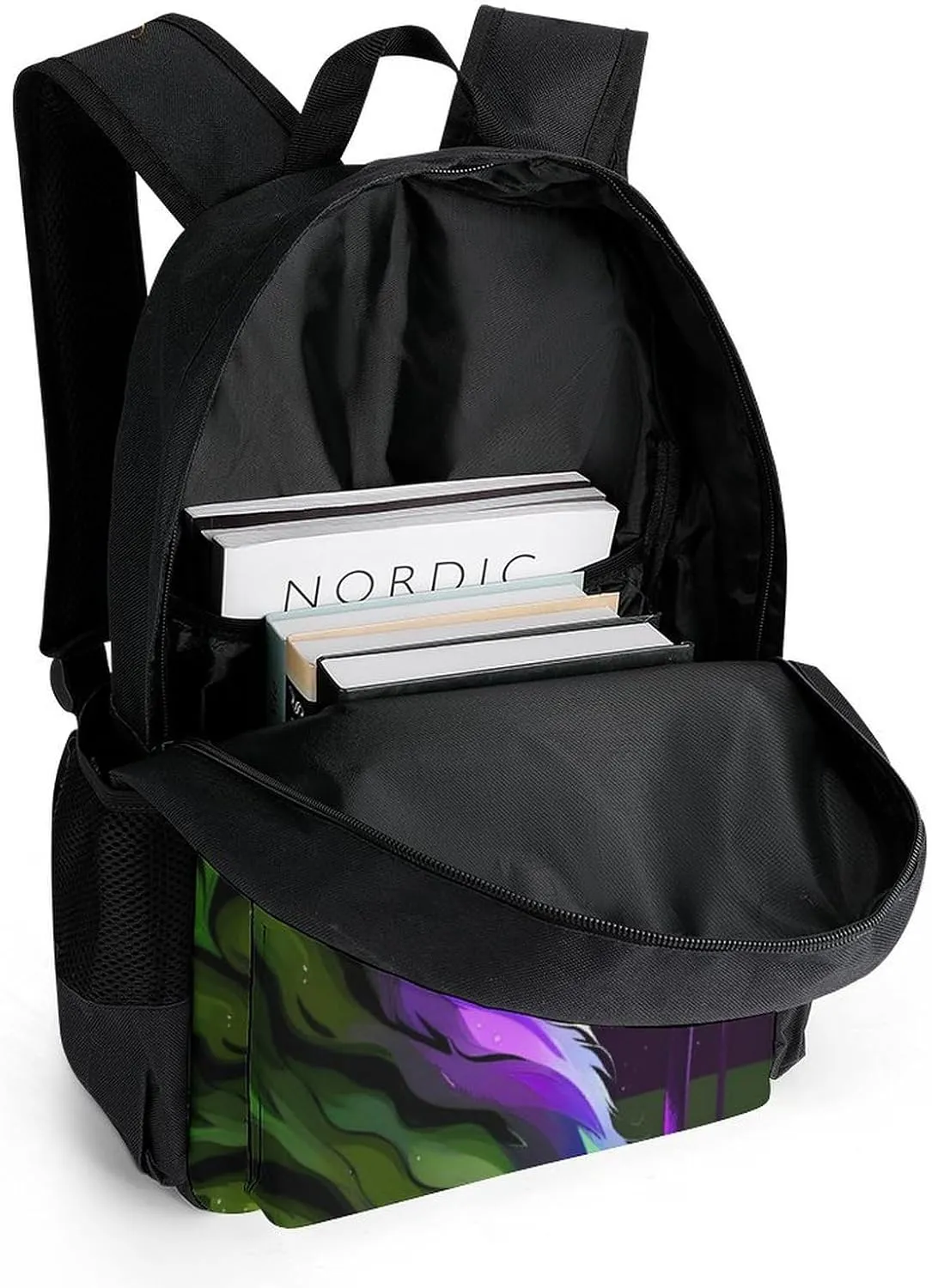 Men & Women Lightweight Angry Tiger Rainbow Animal Magic Art Casual Daypack Large Capacity Bookbag With Adjustable Shoulder Straps for Gym Business Bicycle