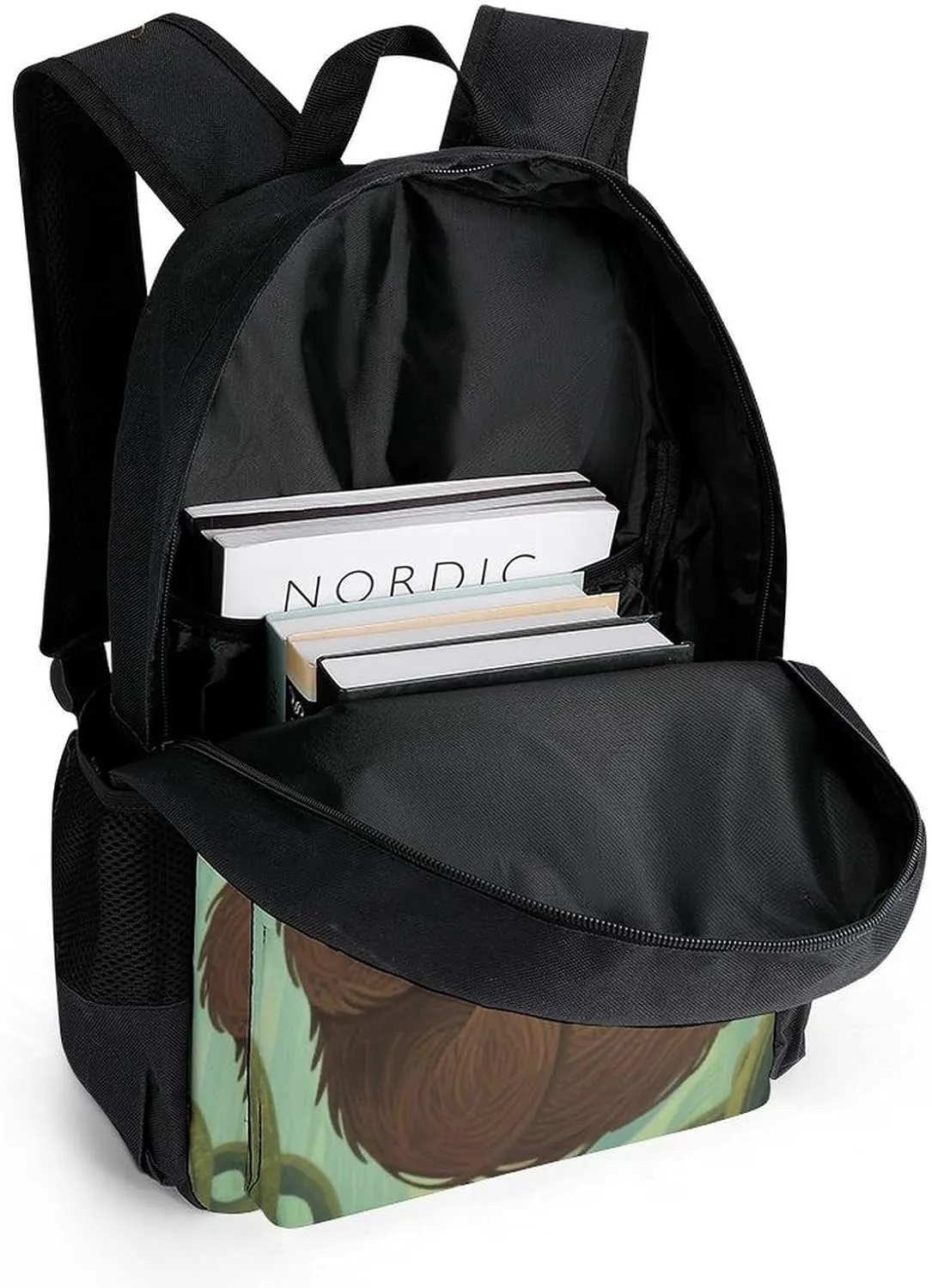 Men Women Polyester Animals Sloth Art Casual Daypack Large Capacity Carry On Bag With Adjustable Shoulder Straps for Camping Work Running