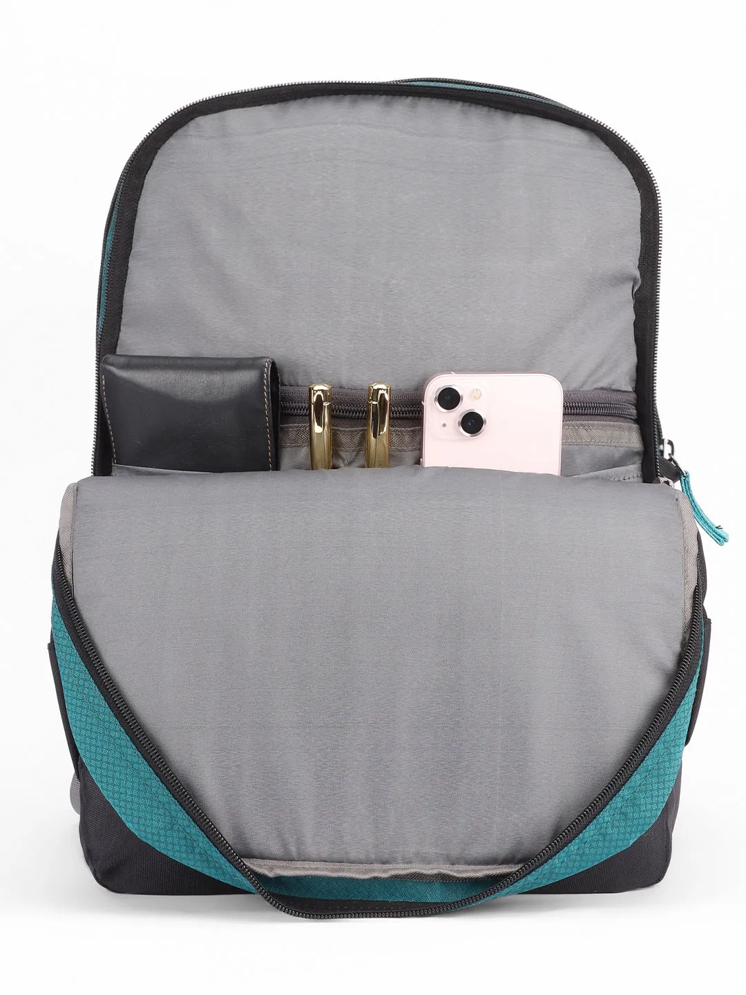 Men's Black & Blue Water Textured Laptop Backpack with adjustable shoulder strap