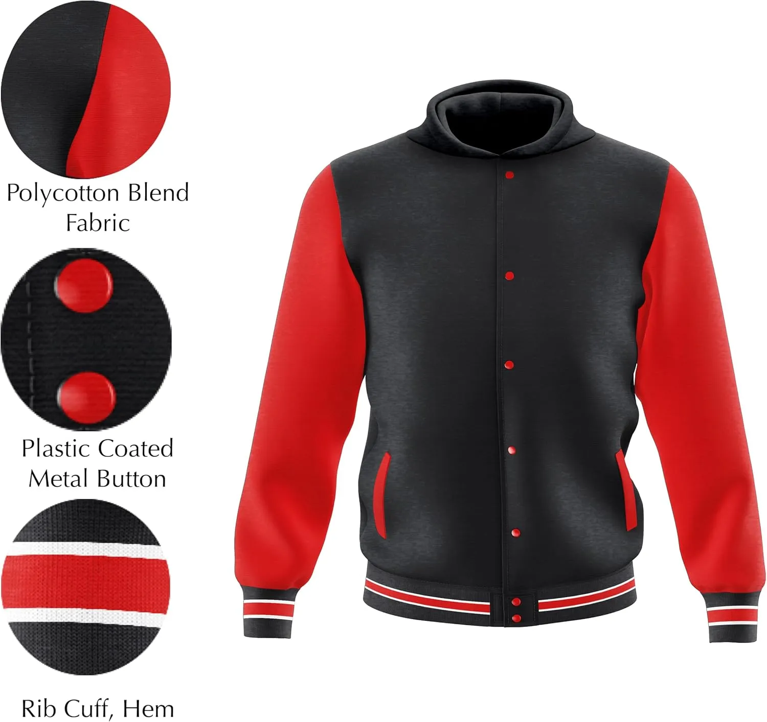 Men's Fashion Varsity Jacket Casual Regular Fit Letterman Baseball Bomber Jackets Fleece