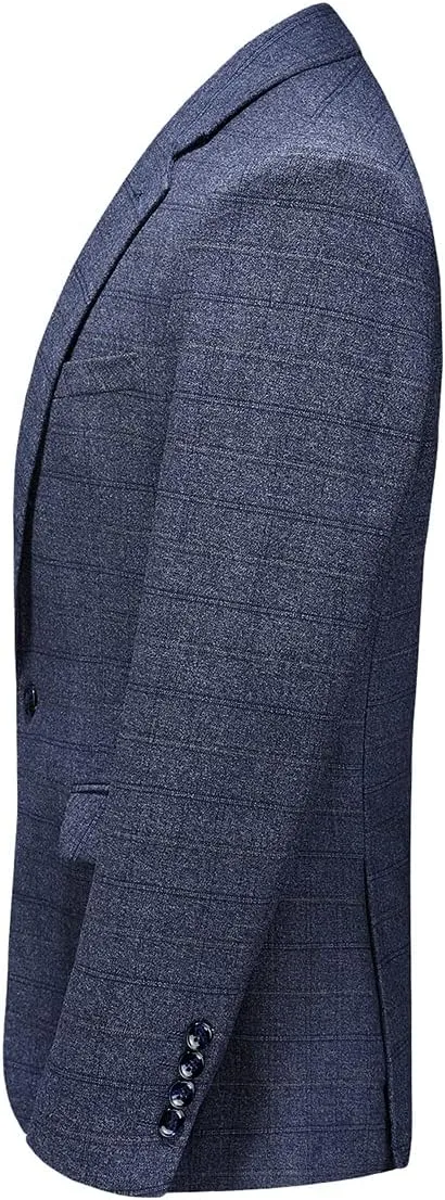 Mens Plaid Suit Tweed Slim Fit 2 Piece Casual Suits for Men One Button Tuxedo Suits Set （Blazer Jacket & Pants Set）