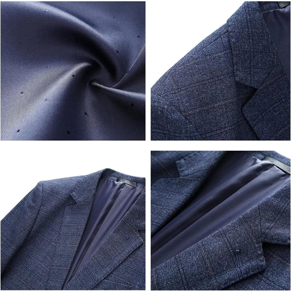 Mens Plaid Suit Tweed Slim Fit 2 Piece Casual Suits for Men One Button Tuxedo Suits Set （Blazer Jacket & Pants Set）