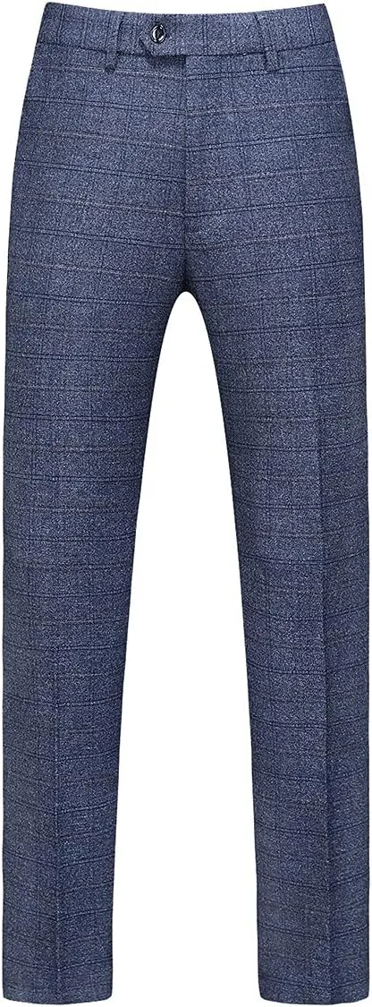 Mens Plaid Suit Tweed Slim Fit 2 Piece Casual Suits for Men One Button Tuxedo Suits Set （Blazer Jacket & Pants Set）