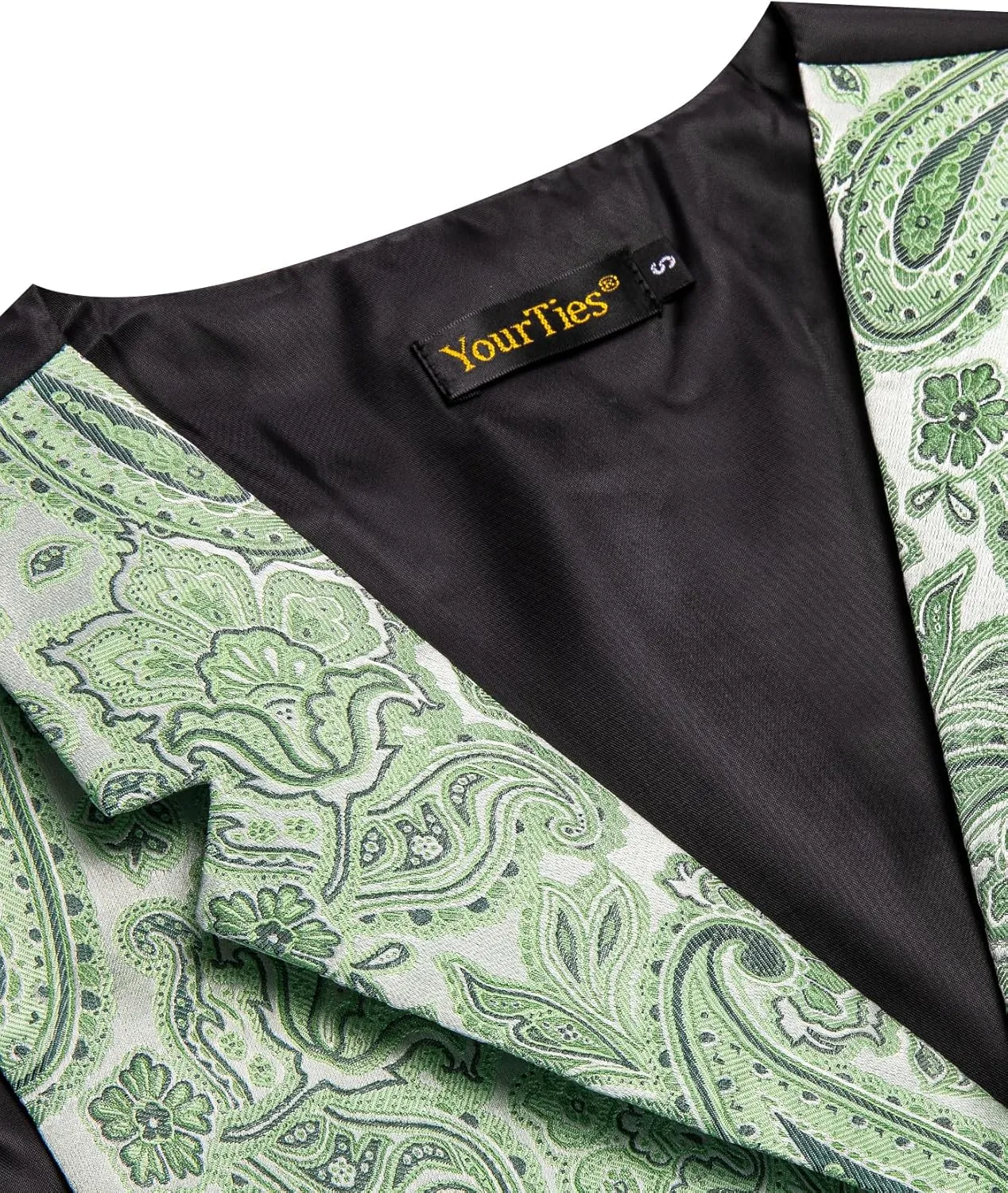 Mens Suit Vest 4PC Silk Paisley Vest with Necktie Pocket Square Cufflinks Formal Woven Waistcoat for Suit Tuxedo
