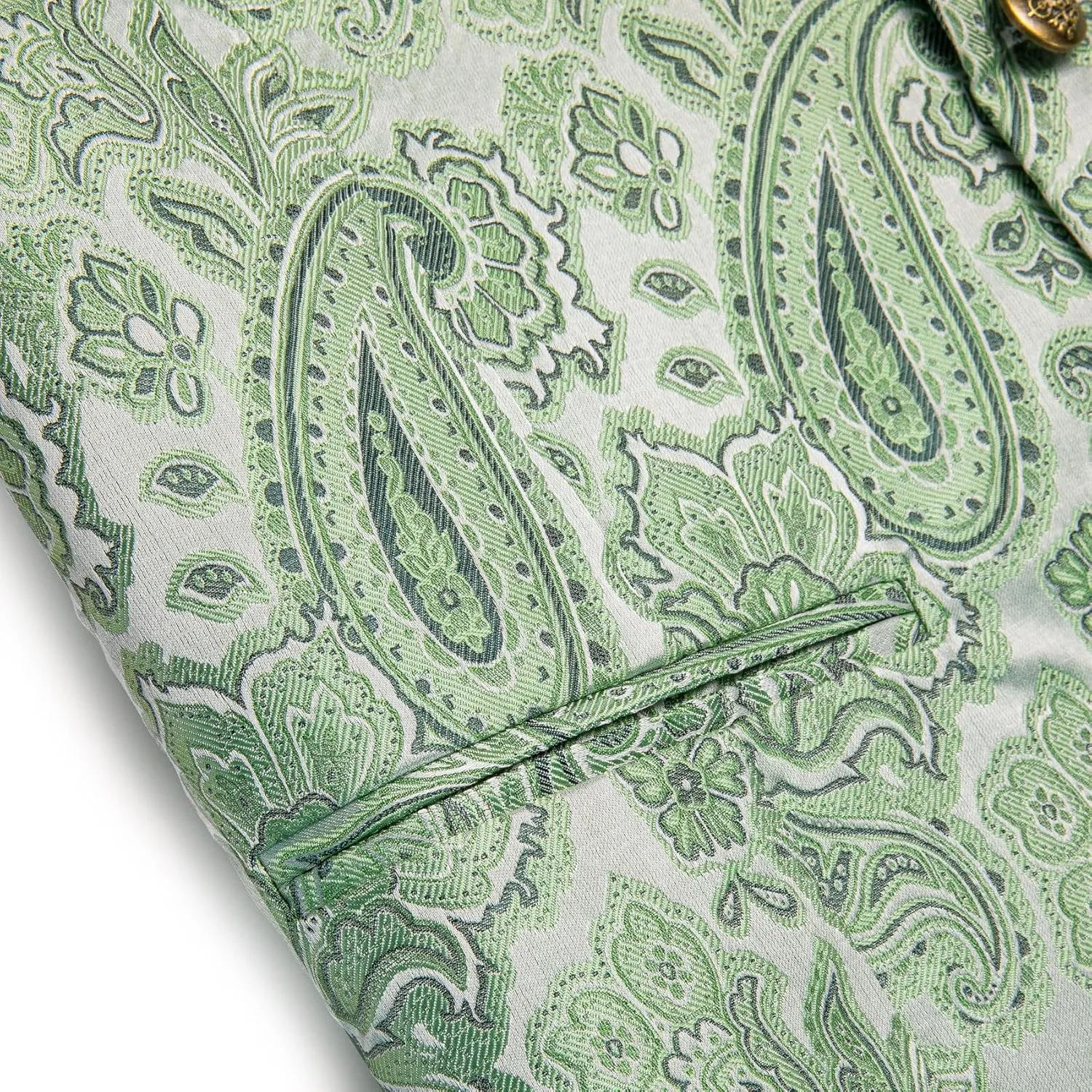 Mens Suit Vest 4PC Silk Paisley Vest with Necktie Pocket Square Cufflinks Formal Woven Waistcoat for Suit Tuxedo
