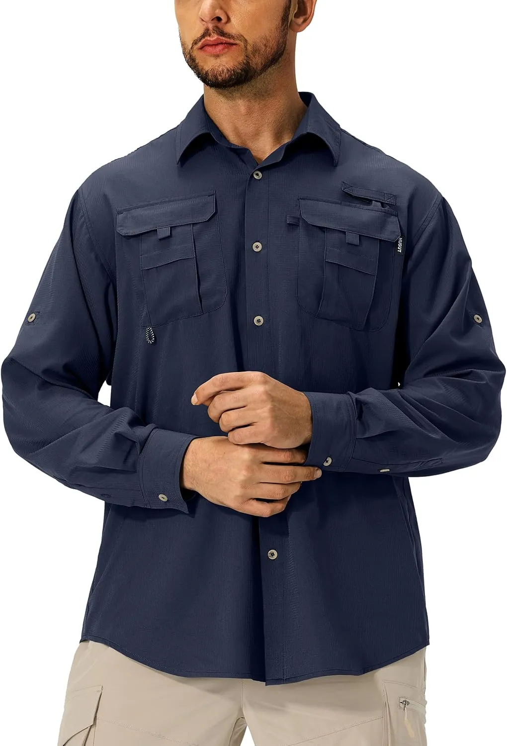 Men's Sun Protection Fishing Shirts Lightweight Long Sleeve UPF 50  Travel Work Hiking Shirts with Pockets