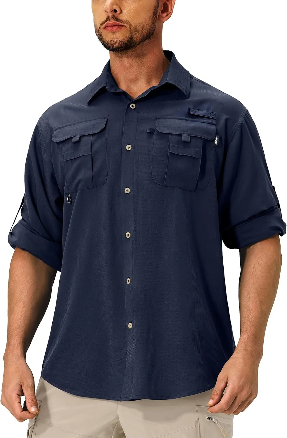 Men's Sun Protection Fishing Shirts Lightweight Long Sleeve UPF 50  Travel Work Hiking Shirts with Pockets