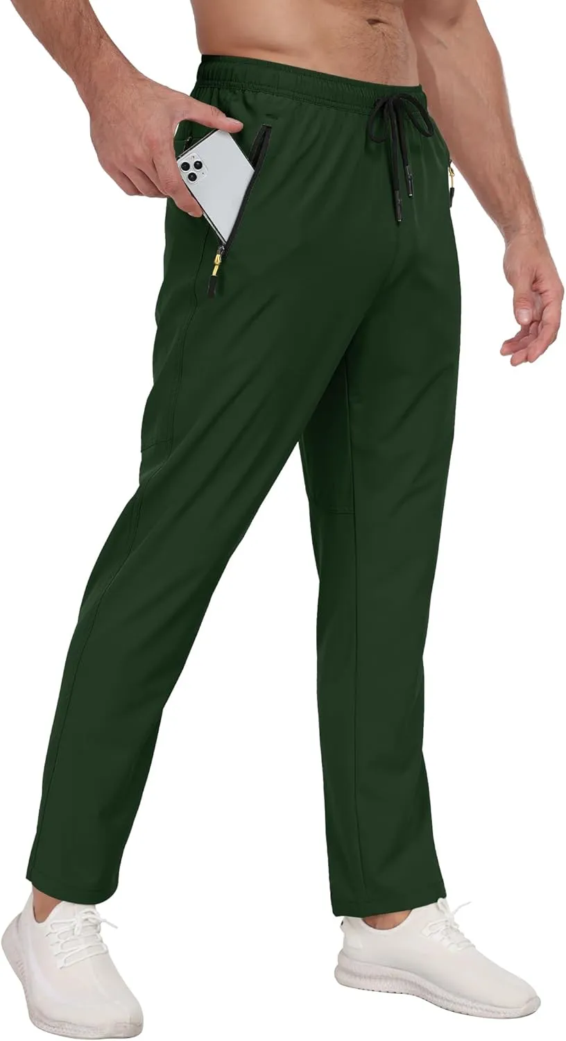 Men's Sweatpants Lightweight Workout Pants with Zipper Pockets Elastic Waist Athletic Pants for Men Exercise Jogging Hiking