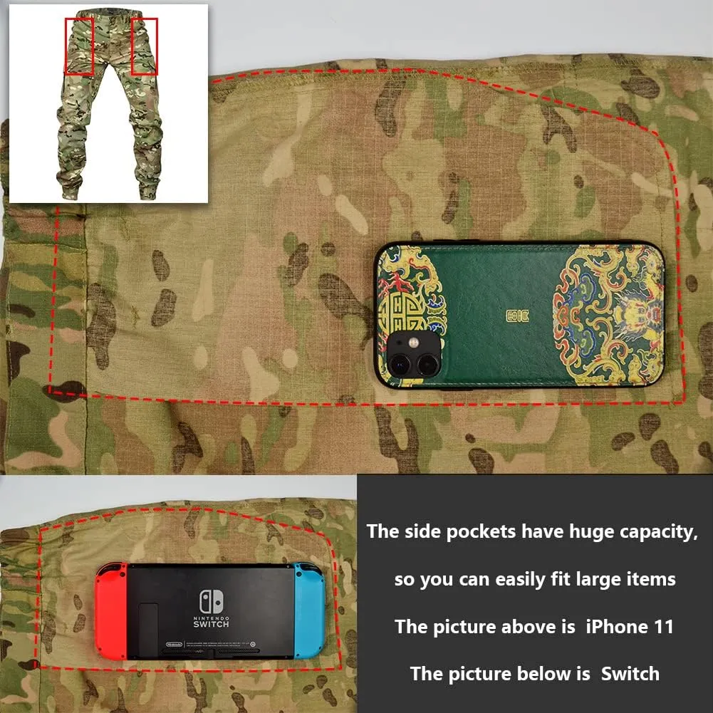 Men's Tactical Cargo Pants, Camouflage Outdoor Working Clothing with Pockets