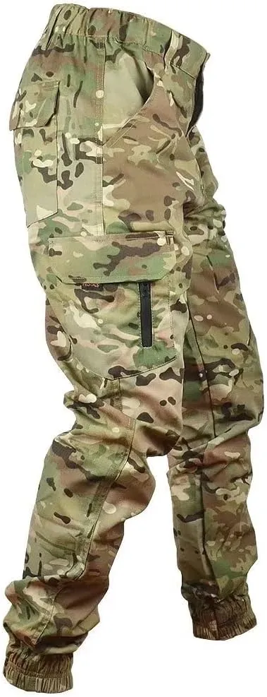 Men's Tactical Cargo Pants, Camouflage Outdoor Working Clothing with Pockets