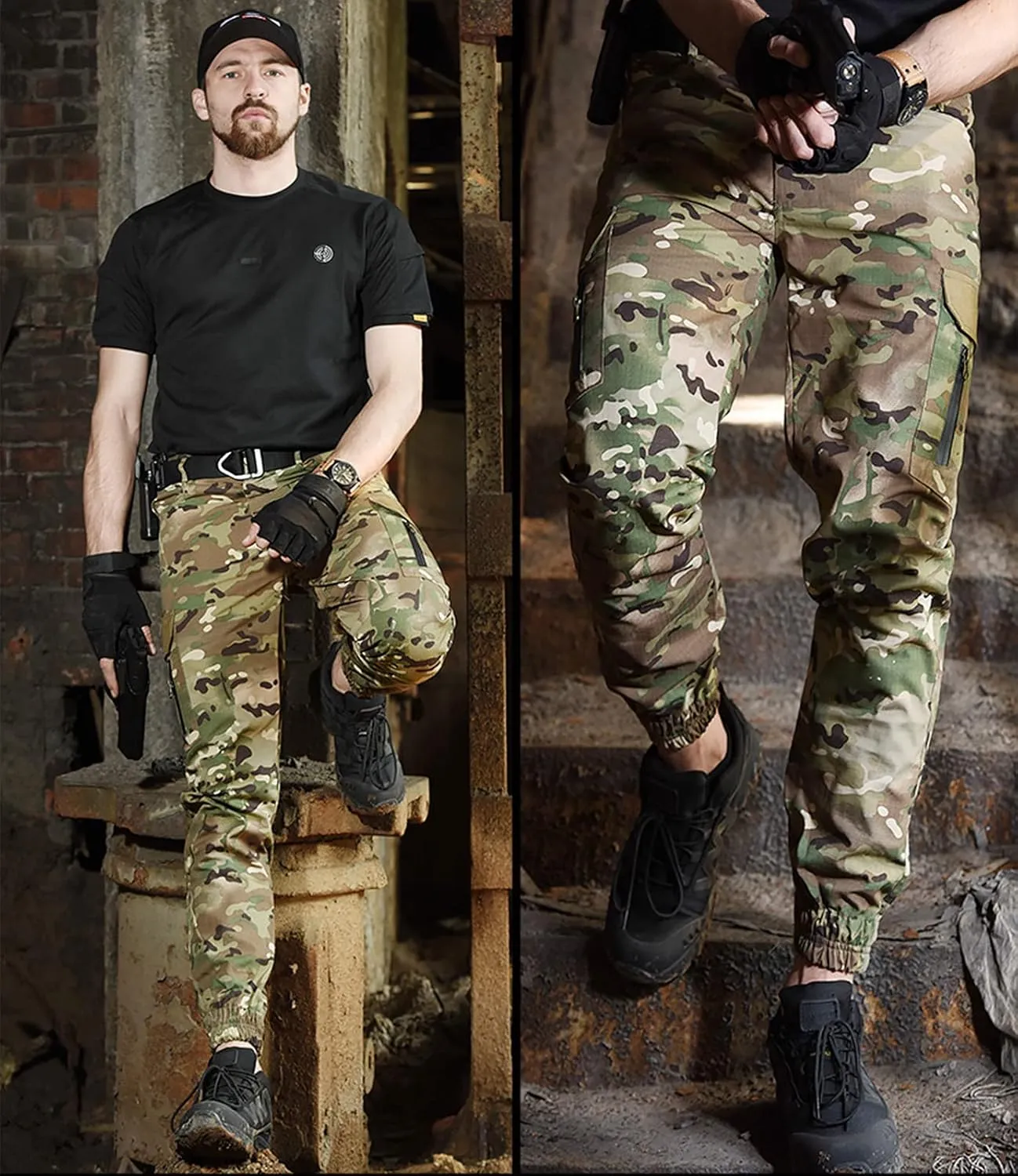 Men's Tactical Cargo Pants, Camouflage Outdoor Working Clothing with Pockets