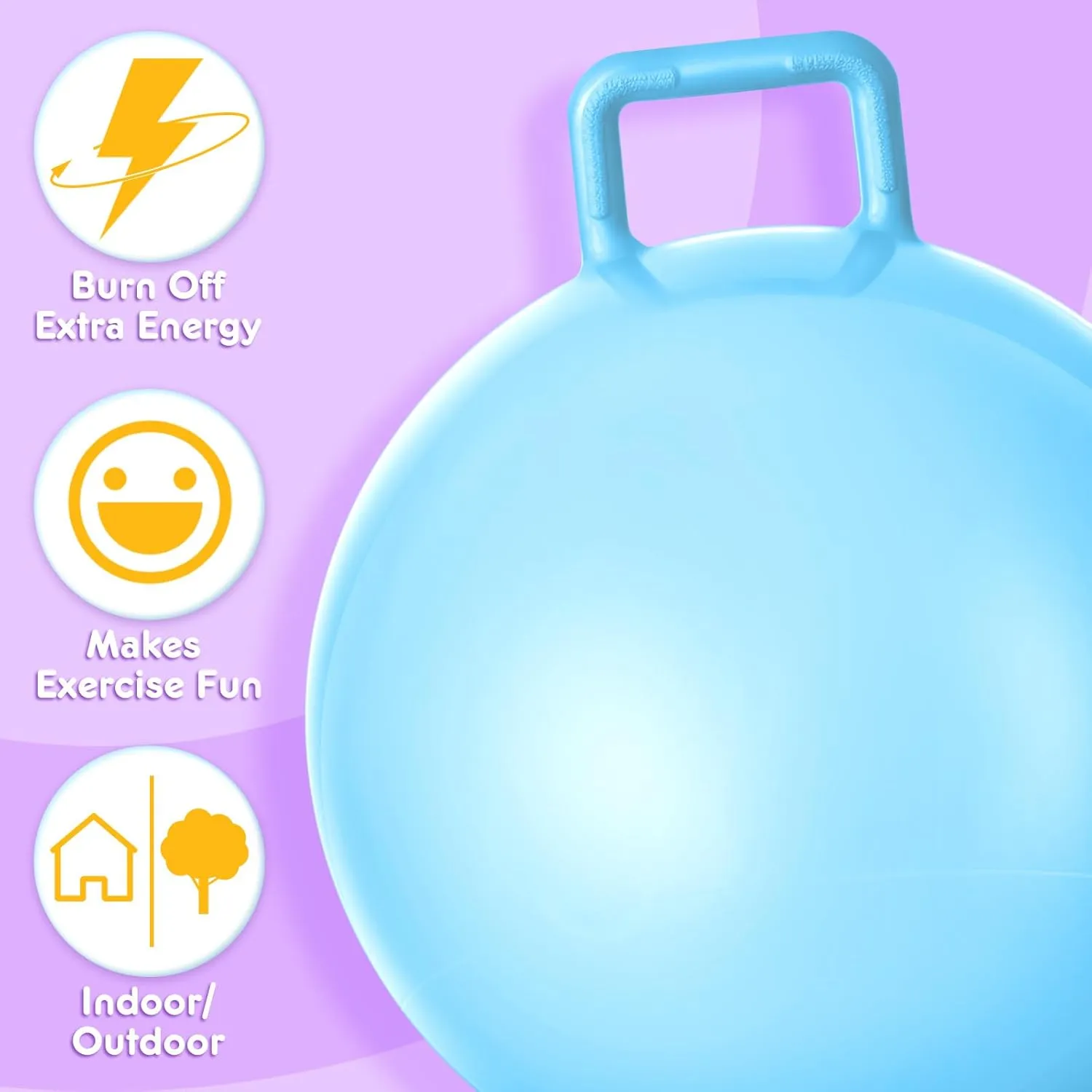 Meooeck 9 Pcs Hopper Ball Outdoor Bouncy Balls with Handles and Air Pump Jumping Hopping Ball for Games Exercise