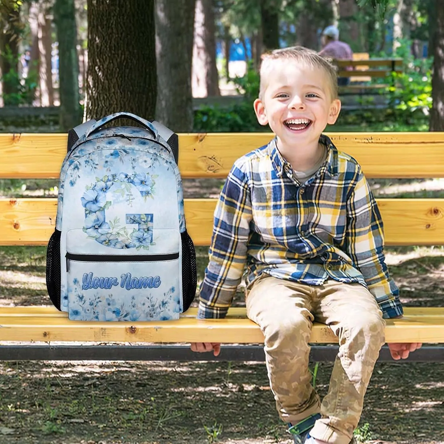 Mercuryelf Kids Backpack - Cute Initials Bookbag for Girls - Custom Kid Backpack for Name - 17 Inch School Bag