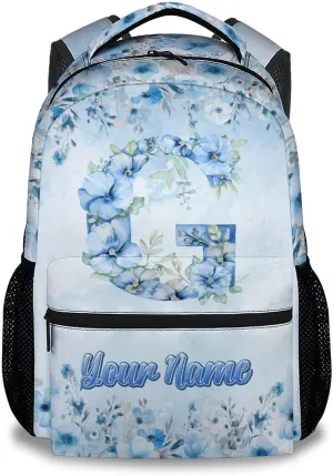 Mercuryelf Kids Backpack - Cute Initials Bookbag for Girls - Custom Kid Backpack for Name - 17 Inch School Bag