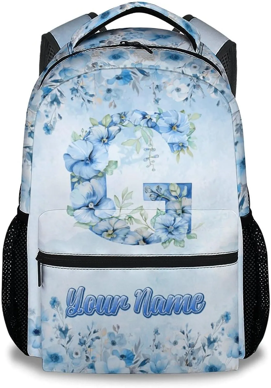 Mercuryelf Kids Backpack - Cute Initials Bookbag for Girls - Custom Kid Backpack for Name - 17 Inch School Bag