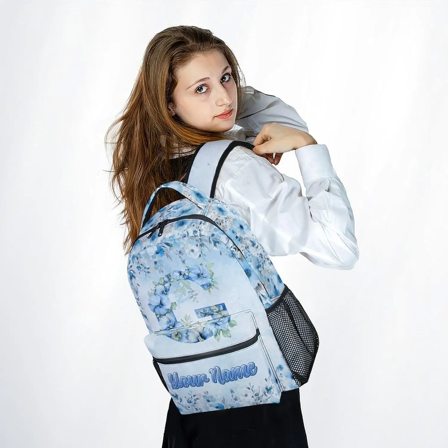 Mercuryelf Kids Backpack - Cute Initials Bookbag for Girls - Custom Kid Backpack for Name - 17 Inch School Bag