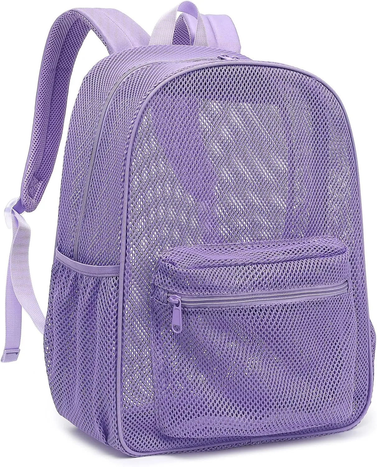 Mesh Backpack for School, Girls Boys See Through College Backpacks Heavy Duty Semi-Transparent Women Wen Bookbag for Swimming Travel Beach Hiking (Lavender Purple)