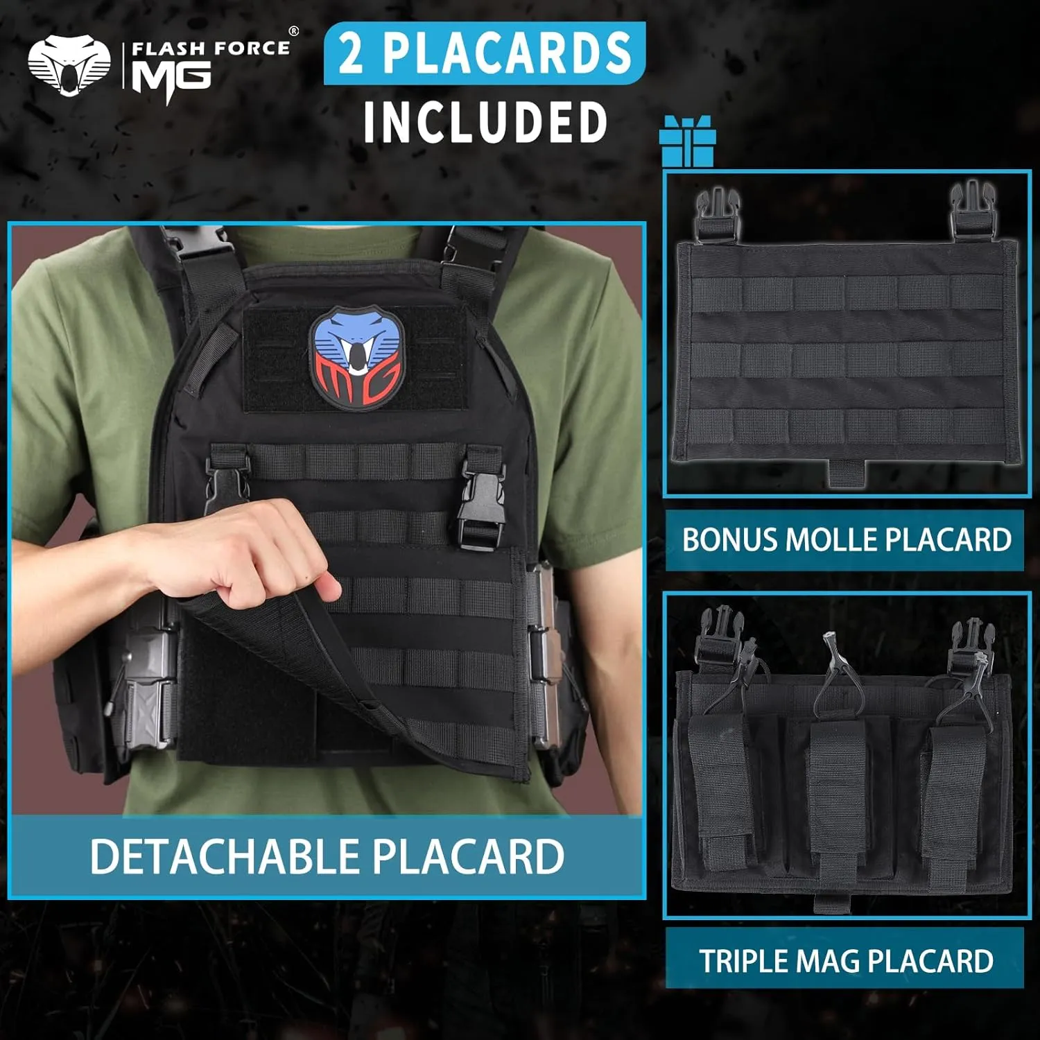 MGFLASHFORCE Tactical Vest Molle Airsoft Vest for Men