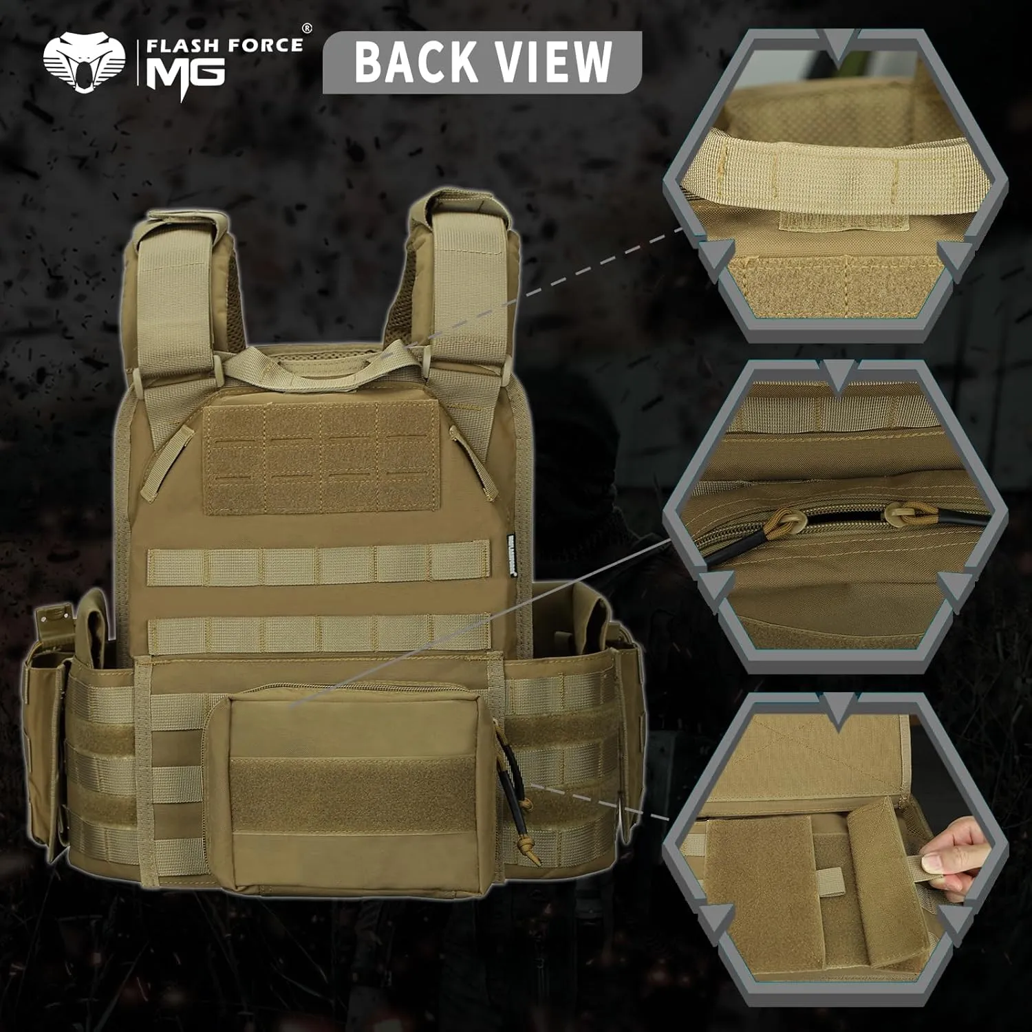 MGFLASHFORCE Tactical Vest Molle Airsoft Vest for Men