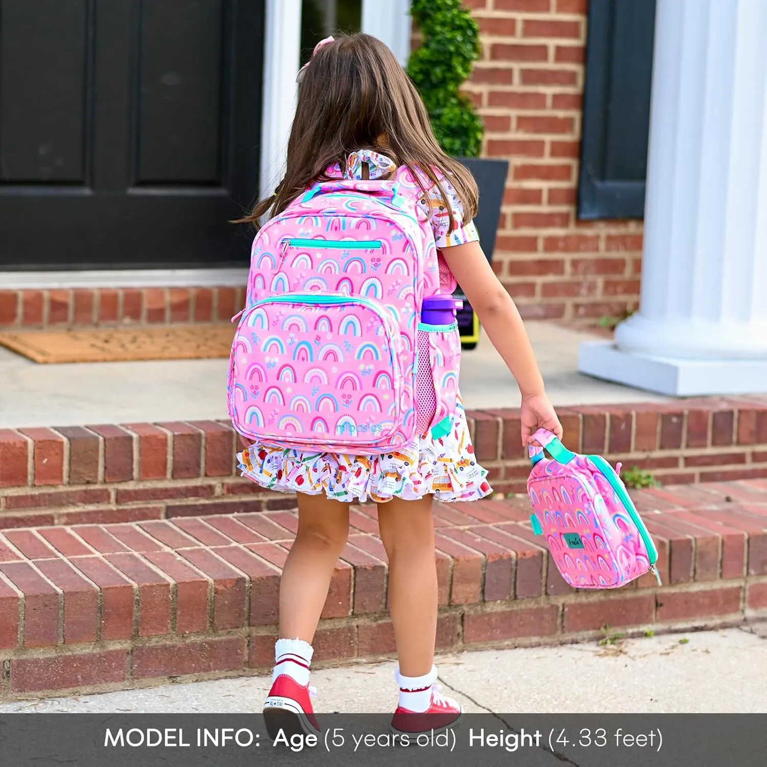 mibasies Girls Backpack 5-8: Lightweight Kids Backpacks for Girls - Girl Bookbag for Elementary School - Rainbow Pink