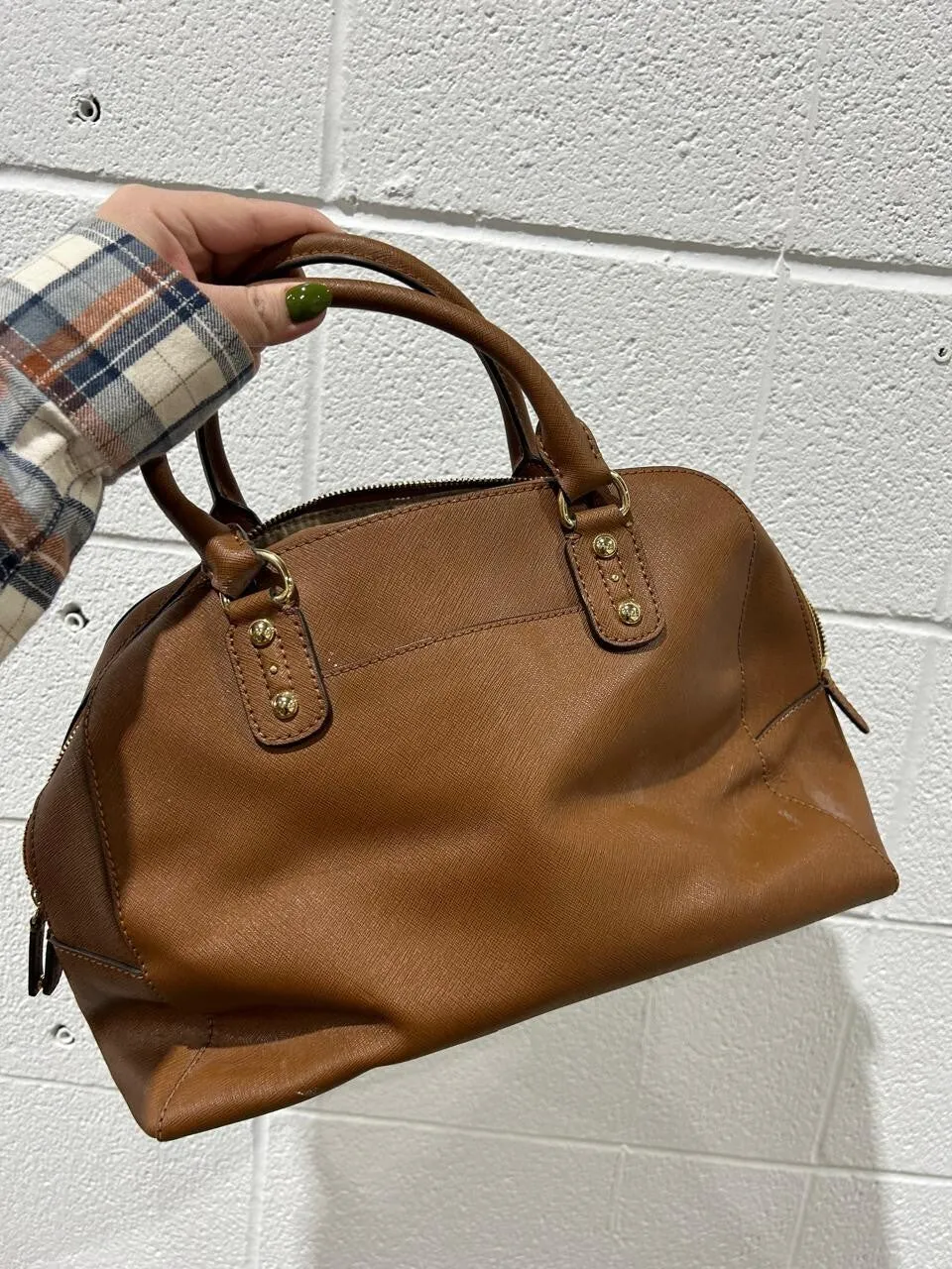 Michael Kors Large Saffiano Leather Satchel Luggage Brown Handbag