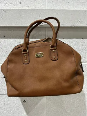 Michael Kors Large Saffiano Leather Satchel Luggage Brown Handbag