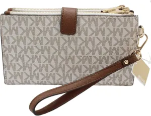 Michael Kors Women's Jet Set Travel Double Zip Wristlet (Vanilla)