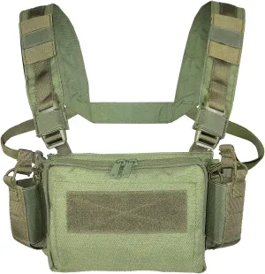 Micro Chest Rig with Triple AK/AR Mag Pouch Tactical H-Harness Bag Airsoft Kit