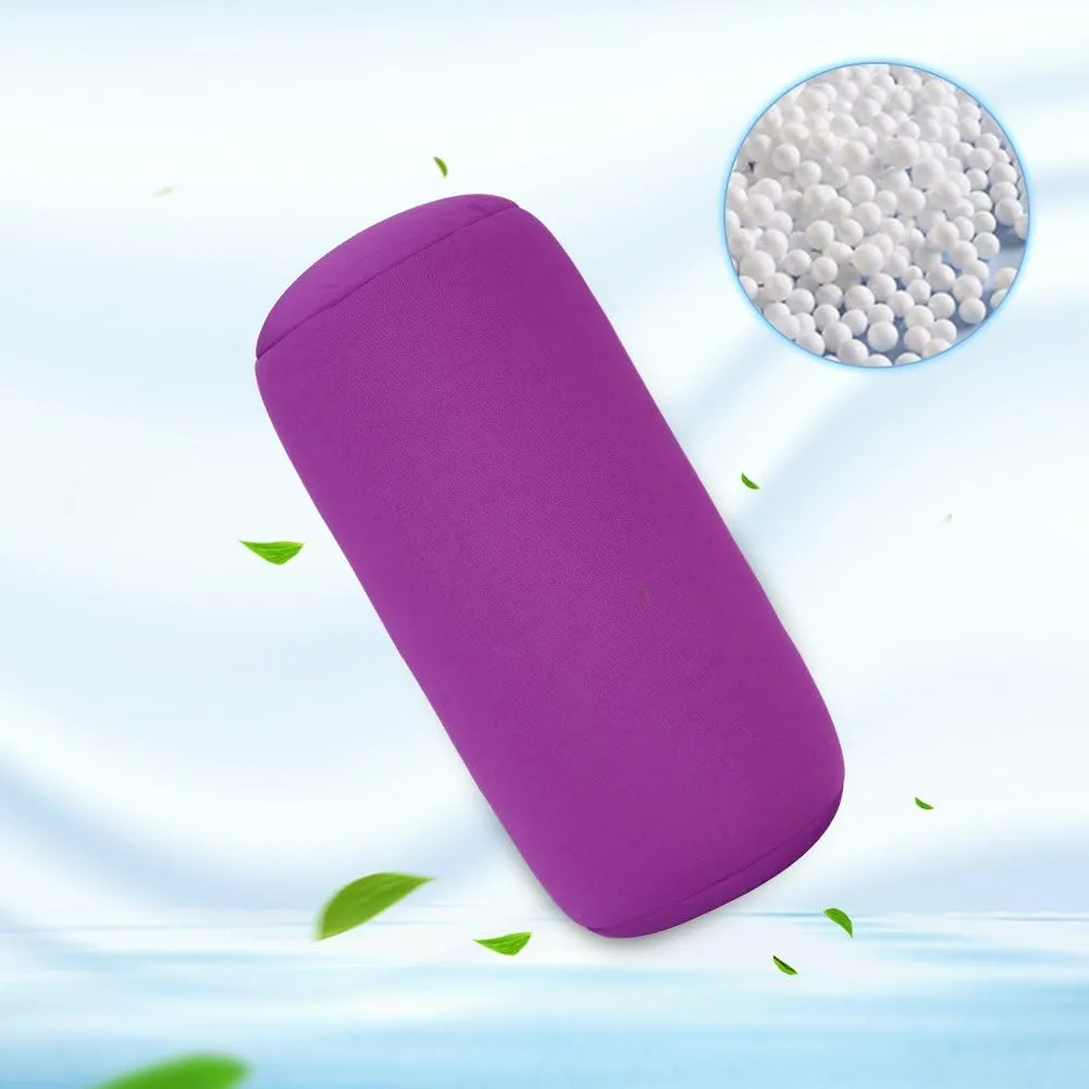 Microbead Back Cushion Roll Throw Pillow Comfy Bean Bag Pillow Travel Home Sleep Neck Support Comfortable for Travel Airplane Car Sofa Bed (Purple)