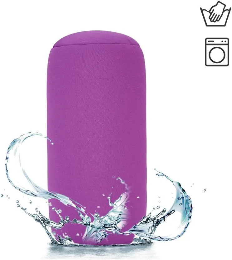 Microbead Back Cushion Roll Throw Pillow Comfy Bean Bag Pillow Travel Home Sleep Neck Support Comfortable for Travel Airplane Car Sofa Bed (Purple)