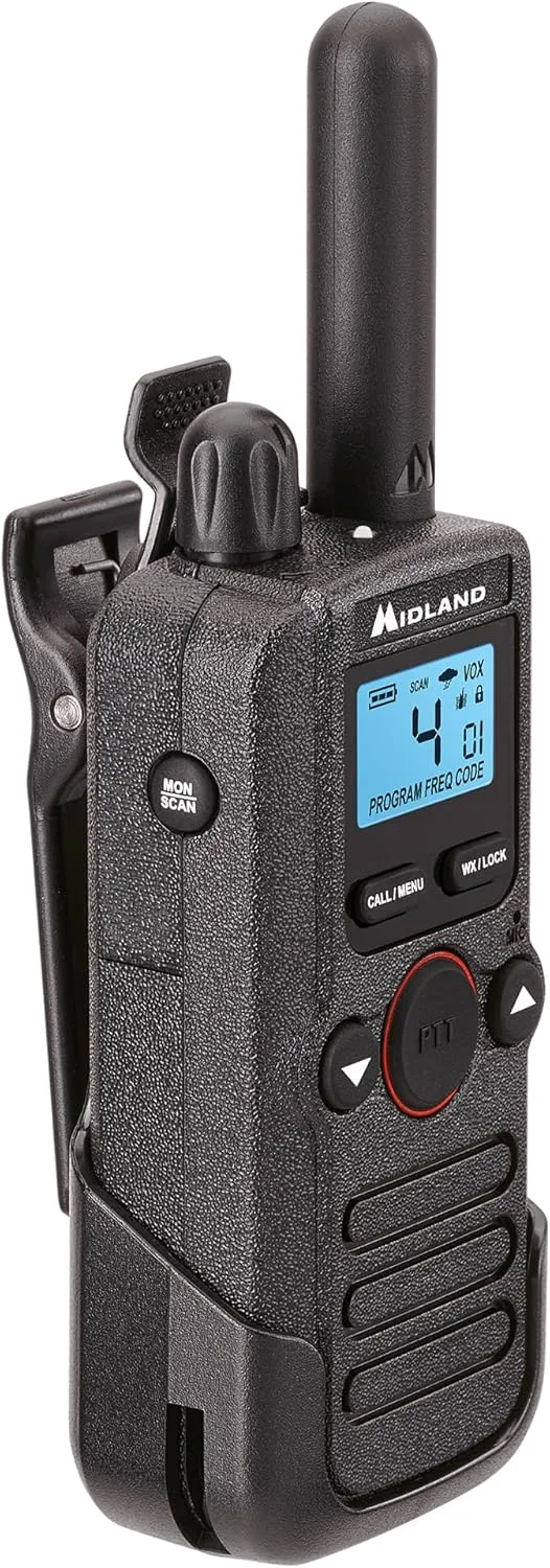 Midland - BR180 Business Radio Walkie Talkie with Ear Piece - Small and Lightweight - Security Restaurants Specialty Retail Cafes - Two Way Radio- Rechargeable