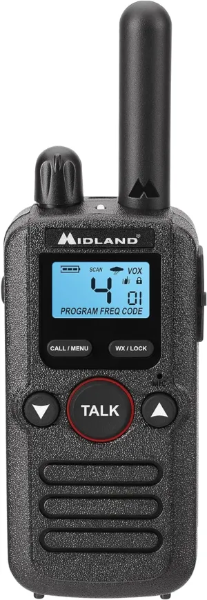Midland - BR180 Business Radio Walkie Talkie with Ear Piece - Small and Lightweight - Security Restaurants Specialty Retail Cafes - Two Way Radio- Rechargeable