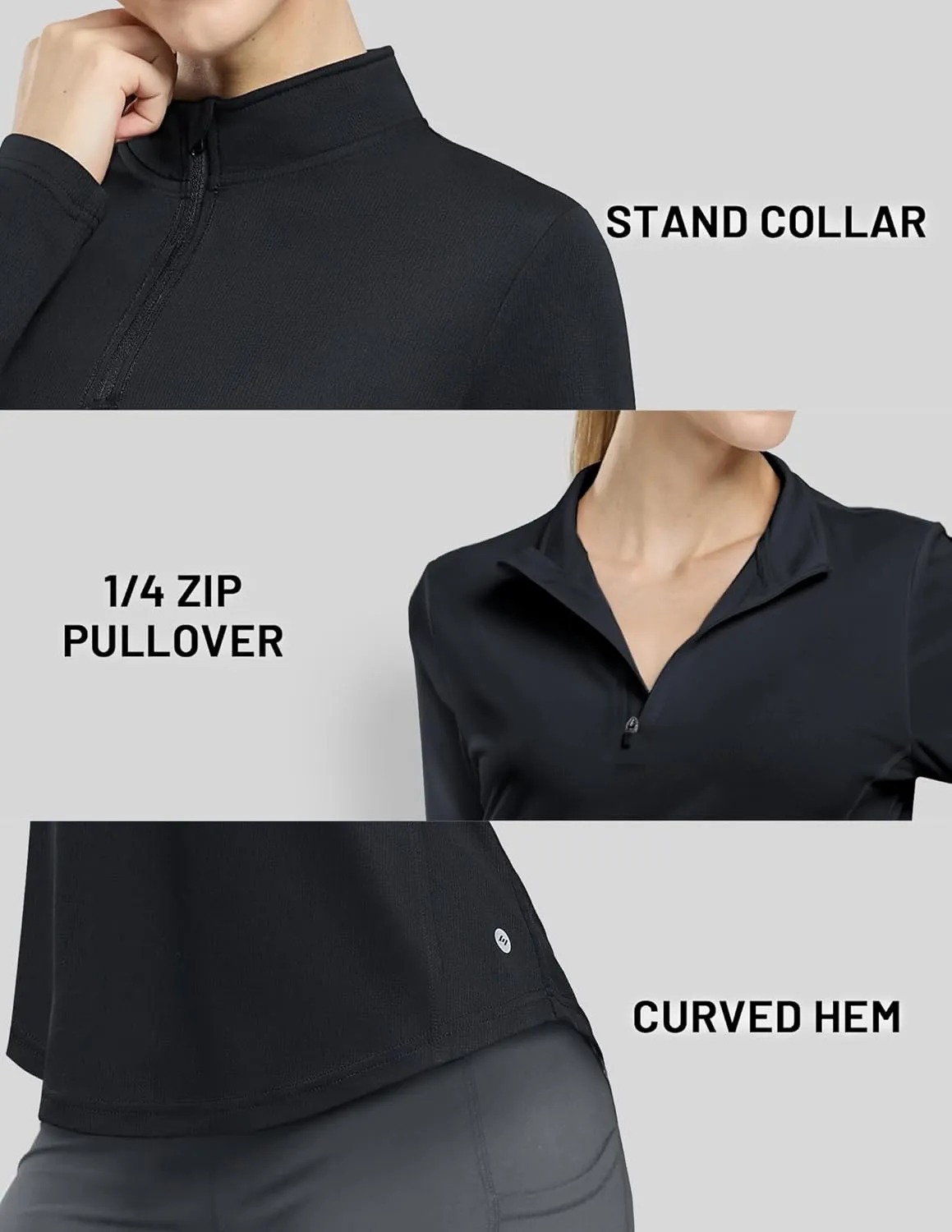 MIER Long Sleeve Workout Shirts for Women Quarter Zip Athletic Pullover Dry Fit Flowy Golf Running UV Sun Shirts,1/4 Zip
