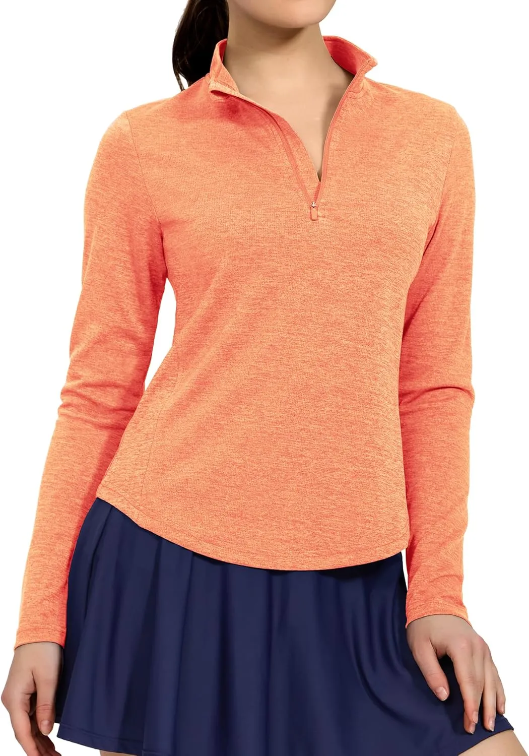 MIER Long Sleeve Workout Shirts for Women Quarter Zip Athletic Pullover Dry Fit Flowy Golf Running UV Sun Shirts,1/4 Zip