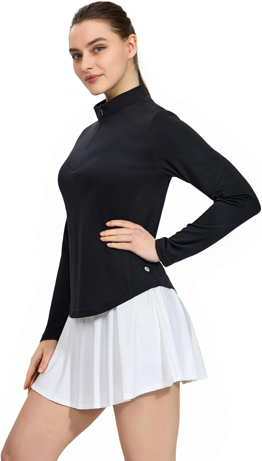 MIER Long Sleeve Workout Shirts for Women Quarter Zip Athletic Pullover Dry Fit Flowy Golf Running UV Sun Shirts,1/4 Zip