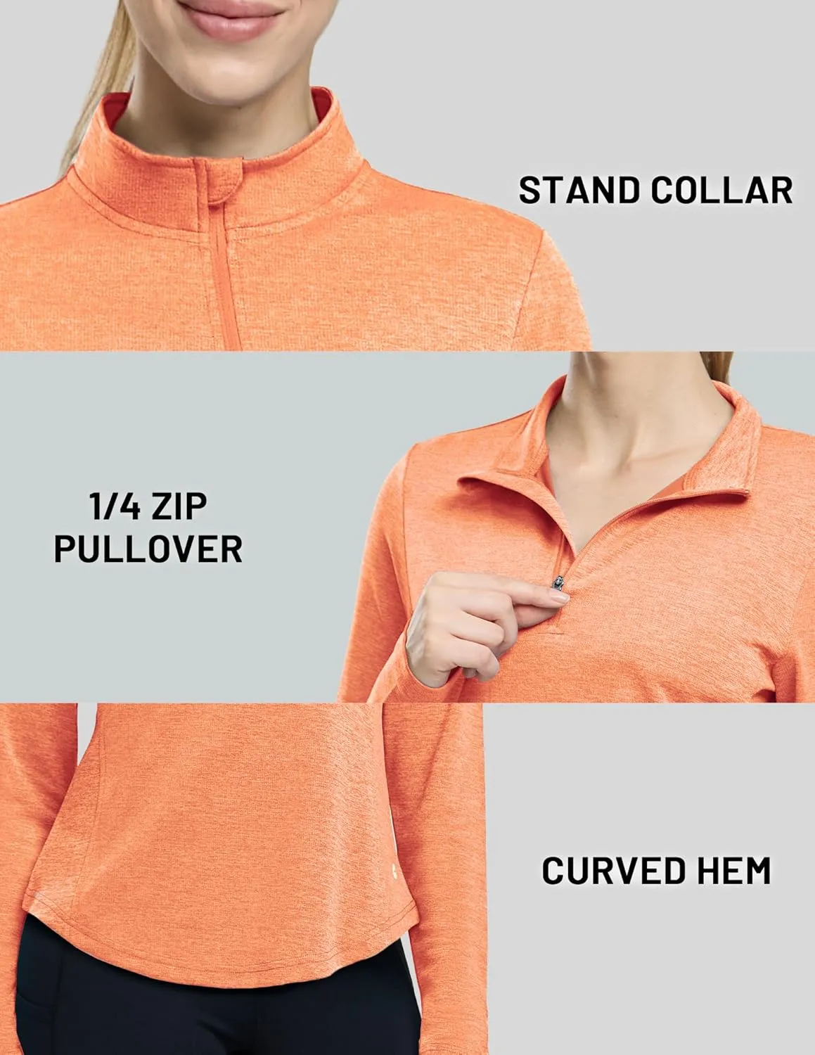 MIER Long Sleeve Workout Shirts for Women Quarter Zip Athletic Pullover Dry Fit Flowy Golf Running UV Sun Shirts,1/4 Zip