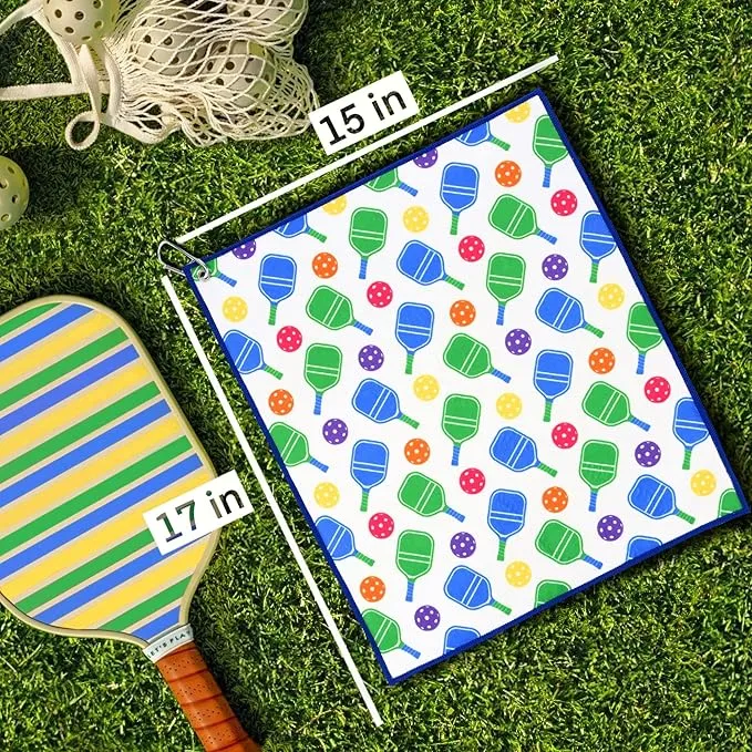 Millie Rose Pickleball Towels in Fashionable Prints - Cute 15x17 inch Microfiber & Cotton Athletic Towels with Carabiner Clip - Pickleball Accessories, Pickleball Gifts (Pickleballers)