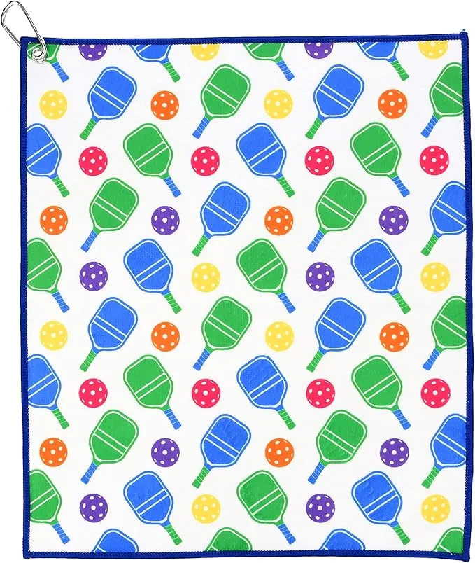 Millie Rose Pickleball Towels in Fashionable Prints - Cute 15x17 inch Microfiber & Cotton Athletic Towels with Carabiner Clip - Pickleball Accessories, Pickleball Gifts (Pickleballers)