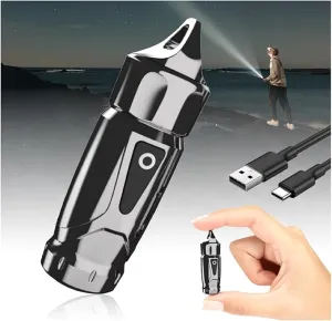 Mini Flashlight EDC Flashlight USB C Small Rechargeable Flashlight with High Lumens for Household Search, Outdoor Camping, Hiking and Mountaineering
