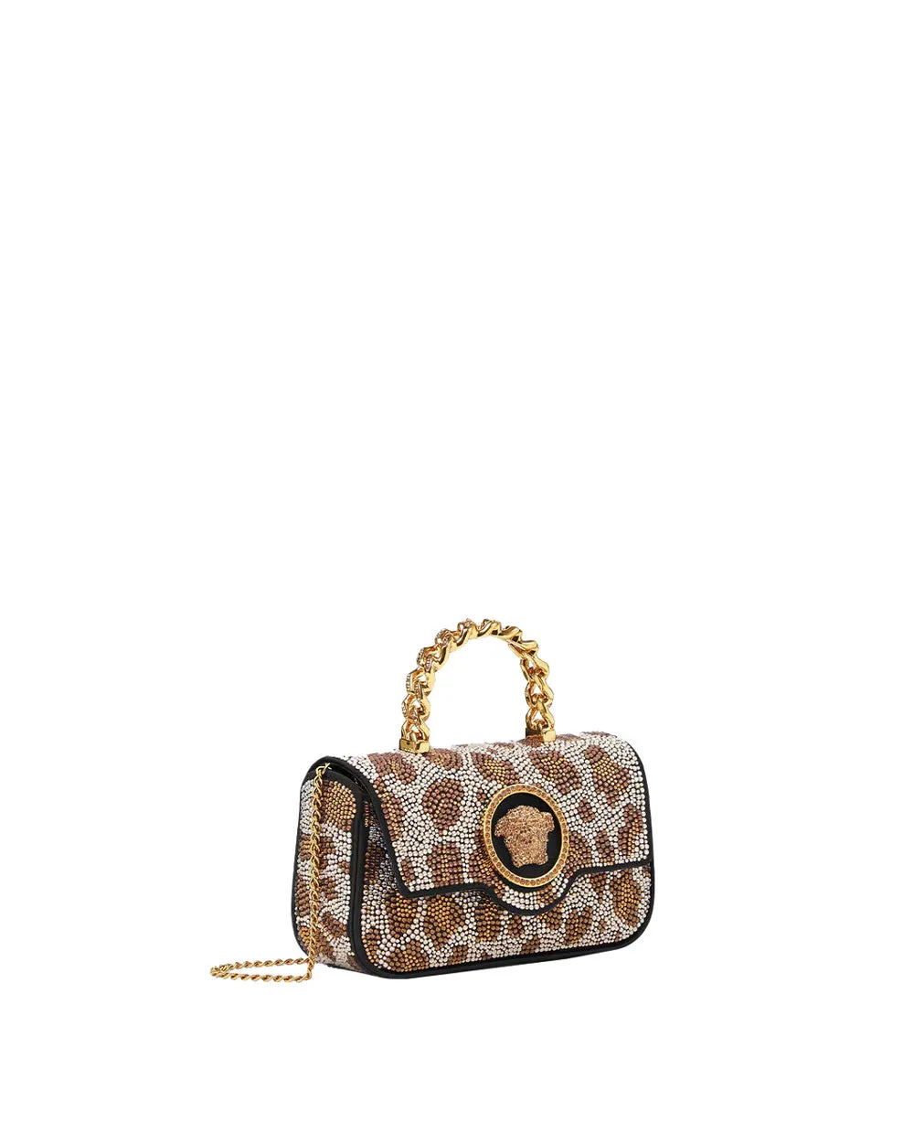 Mini La Medusa Crystal Leopard Top Handle Bag