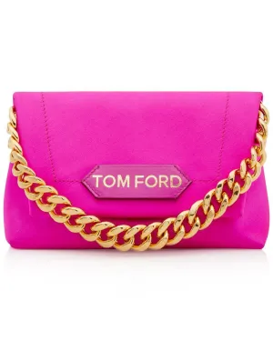 Mini Satin Shoulder Bag in Hot Pink