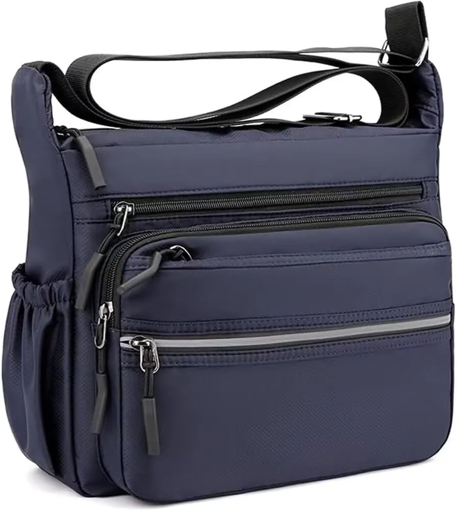 MINTEGRA Crossbody Bag for Men Multi-pocket Messenger Bag Nylon Waterproof Shoulder Bag Daily Travel Bag Lightweight Satchel