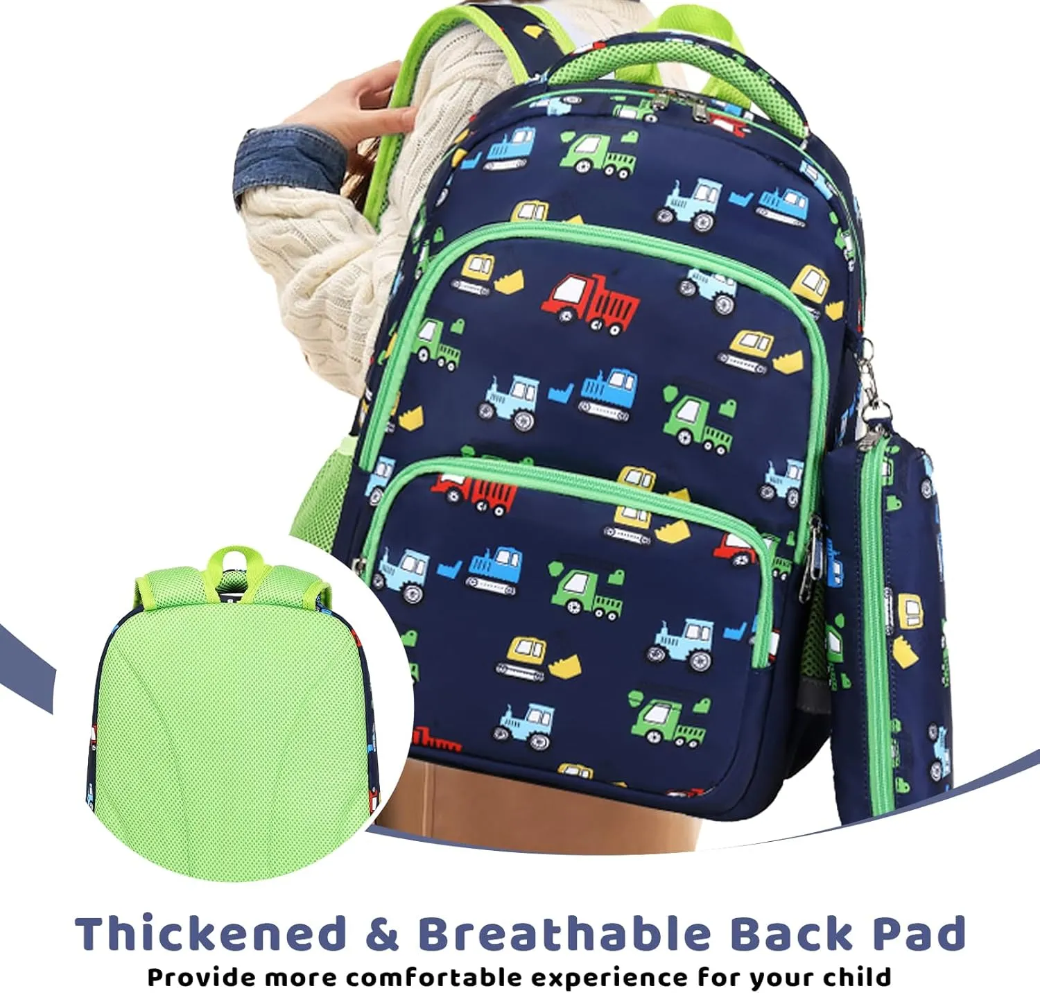 MIRLEWAIY Girls School Backpack Kids for Primary Student with Insulated Lunch Bag Pencil Case, Cute Elf Unicorn 3-Pieces Backpack Set