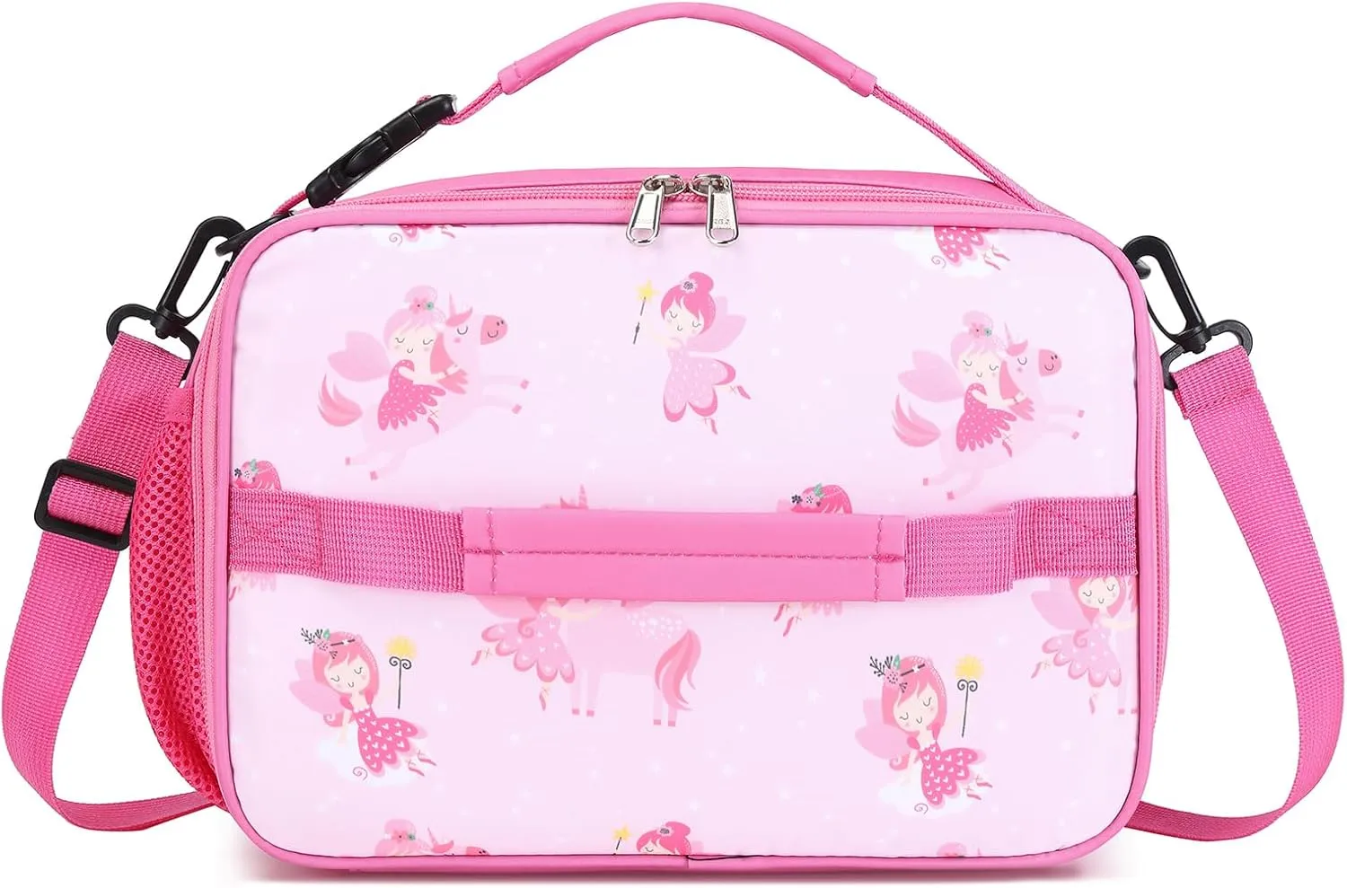 MIRLEWAIY Girls School Backpack Kids for Primary Student with Insulated Lunch Bag Pencil Case, Cute Elf Unicorn 3-Pieces Backpack Set