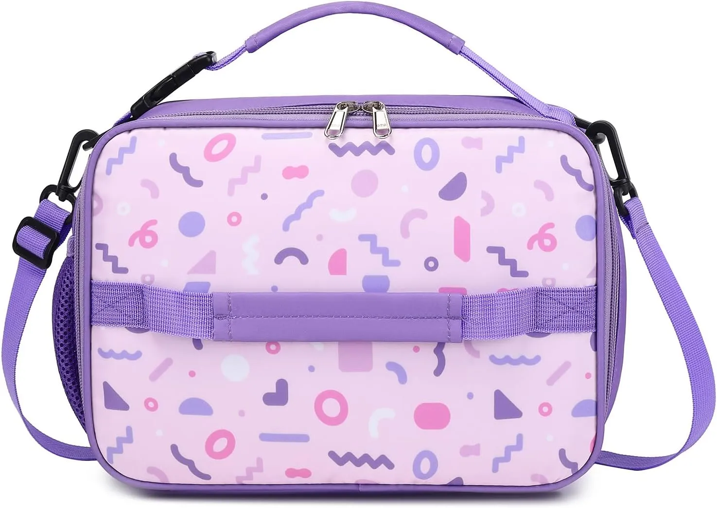 MIRLEWAIY Kids Backpack for School Girls Elementary Student Book Bag with Insulated Lunch Bag Pencil Case, Geometry 3-Pieces Set