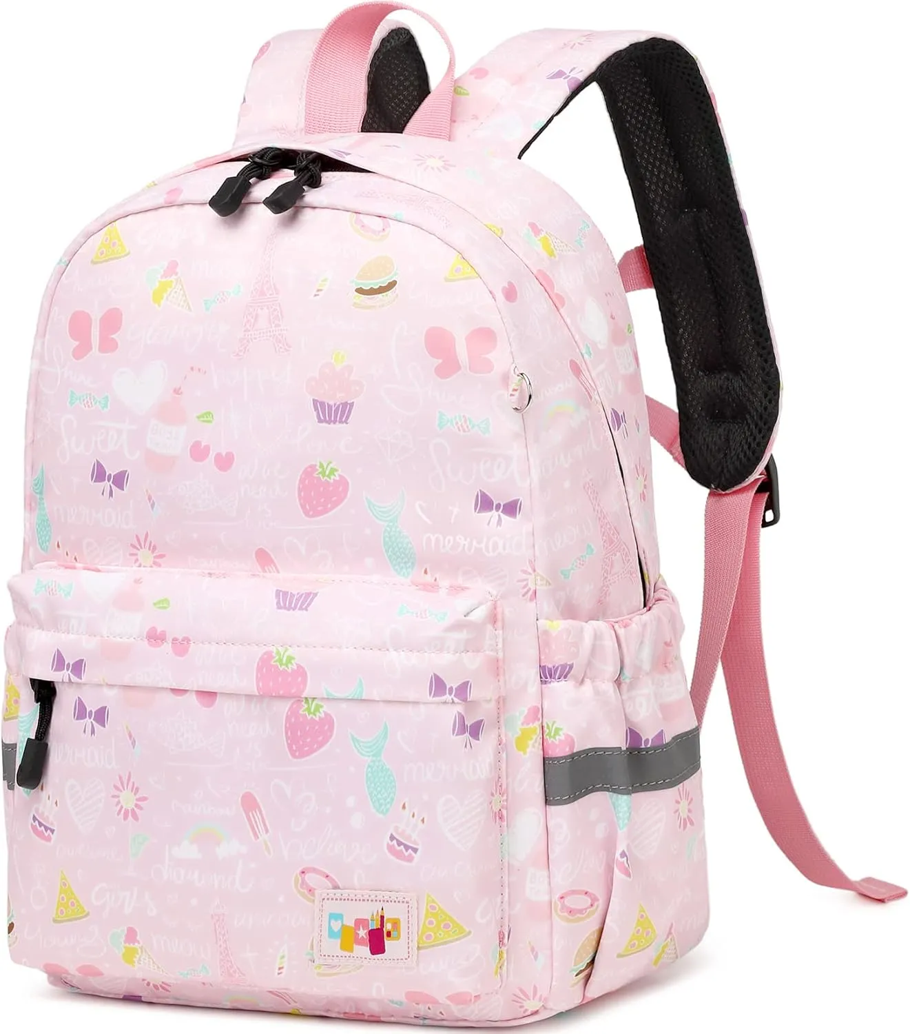 MIRLEWAIY Little Kids Backpack Preschool Cute Kindergarten School Bag for Boys and Girls with Coin Pouch, Hamburger, Pink