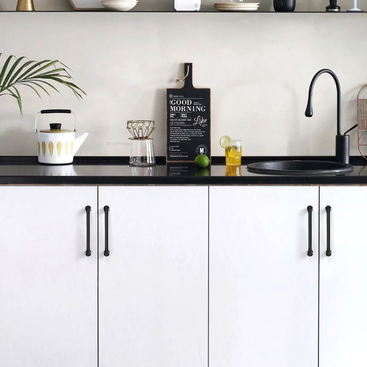 Modern Brushed Brass Cabinet Pull Handles – Matte Black Finish Grey