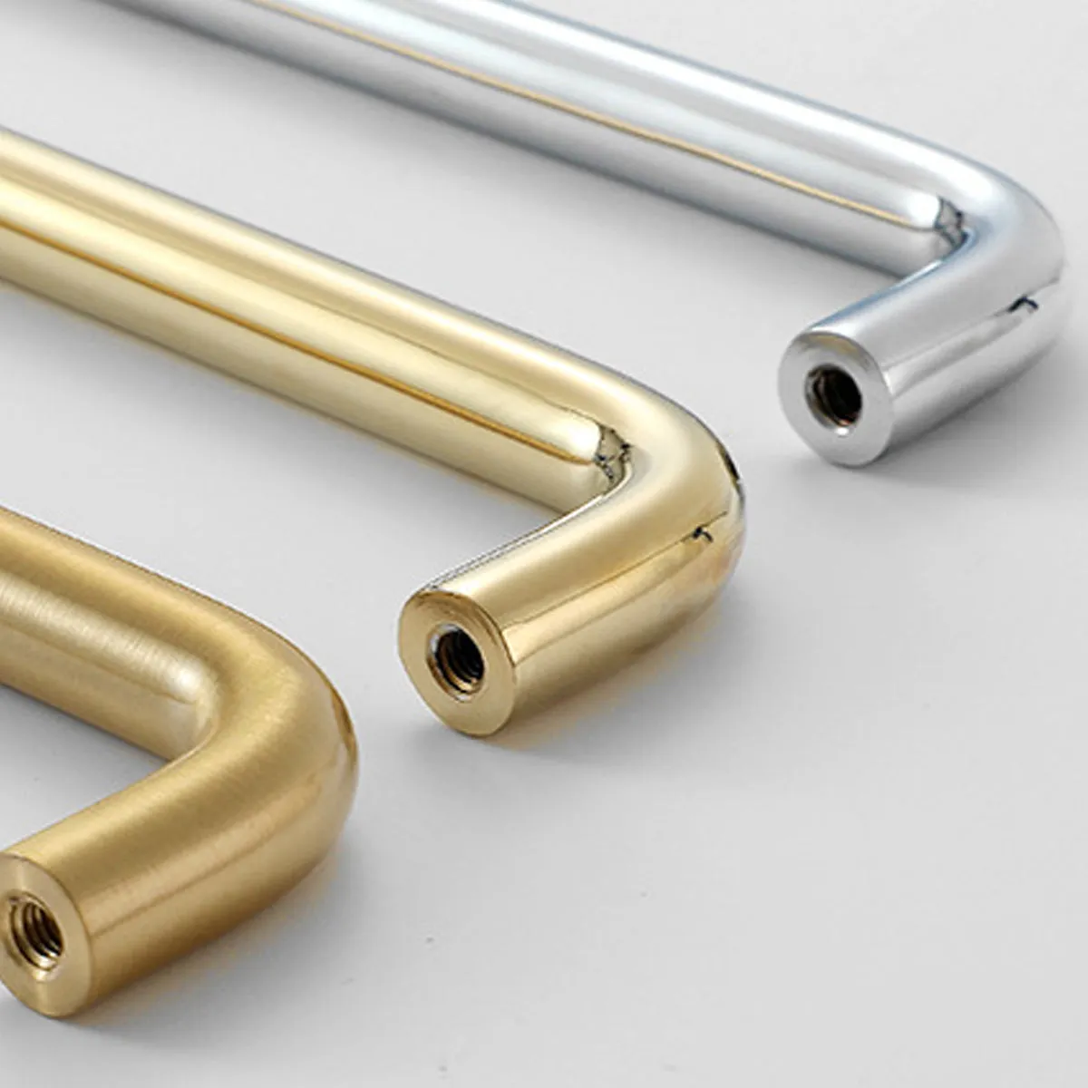 Modern U-Shaped Cabinet Handles – Sleek Brass & Chrome Drawer Pulls