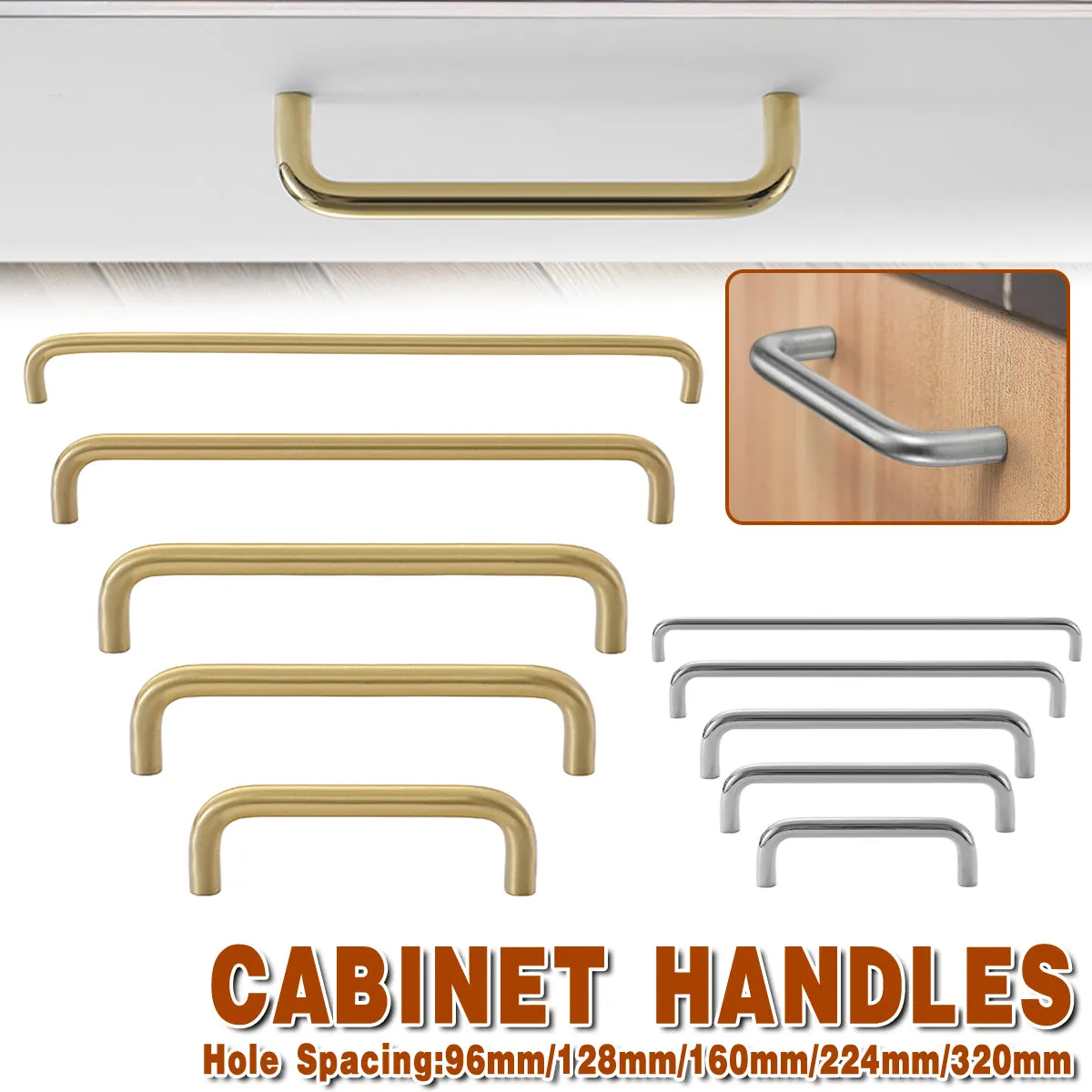 Modern U-Shaped Cabinet Handles – Sleek Brass & Chrome Drawer Pulls